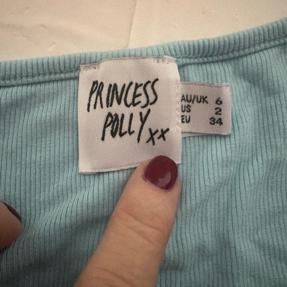 Princess Polly Sky Blue Long Sleeve Crop Top - Picture 5 of 6